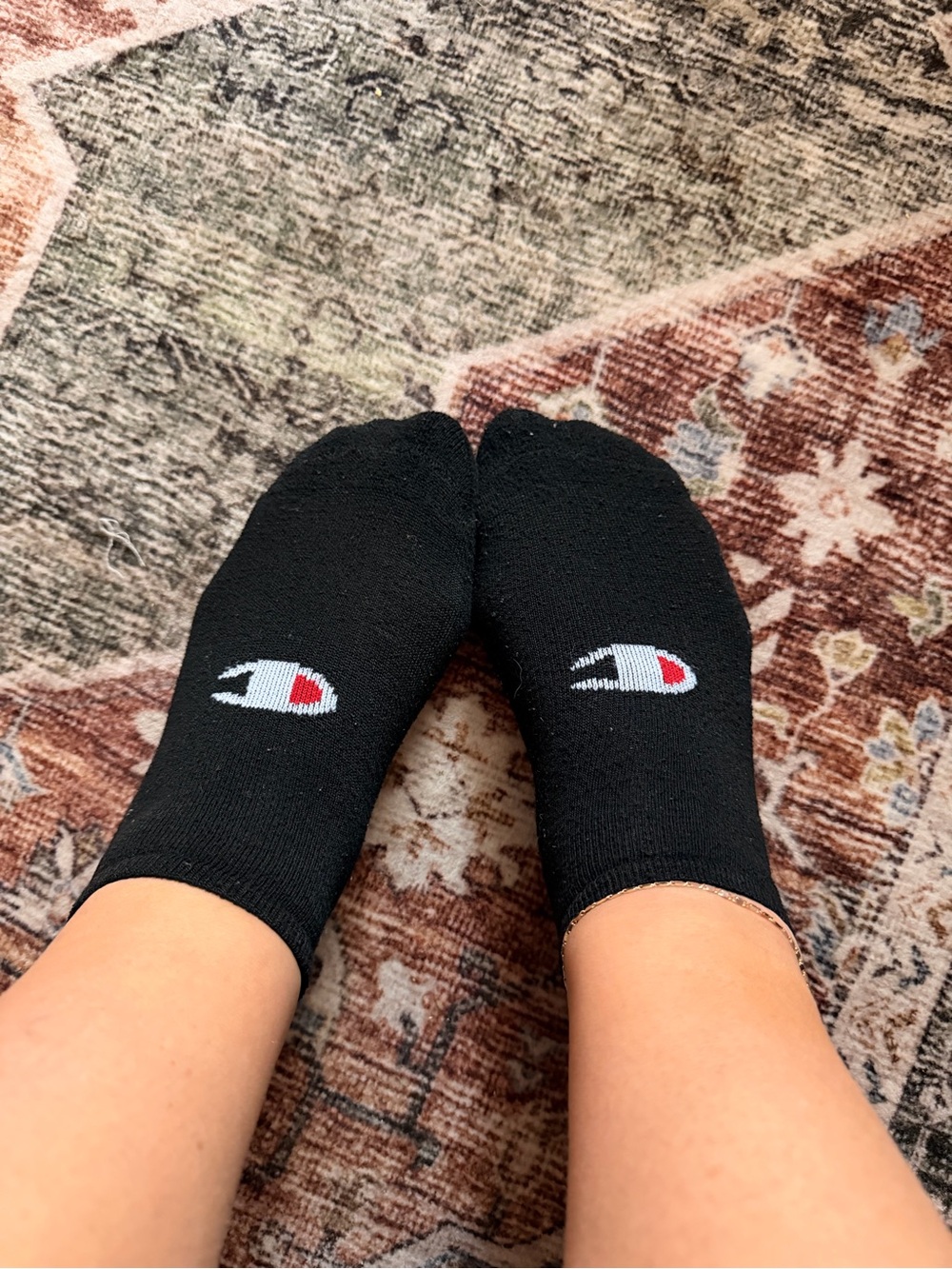 Women’s Champion Black No-Show Athletic Socks Well Worn
